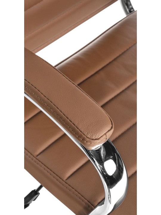 Silla de oficina Mollis de cuero genuino, marrón claro