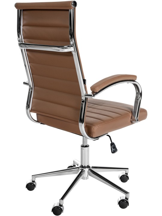 Silla de oficina Mollis de cuero genuino, marrón claro