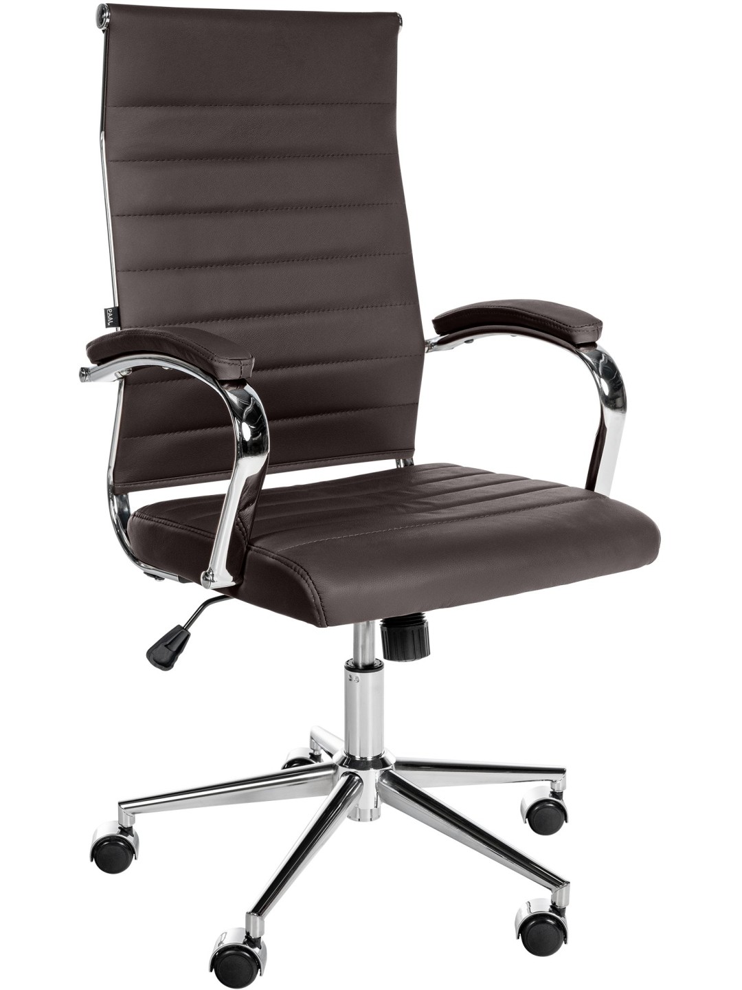 Silla de oficina Mollis de cuero genuino, café