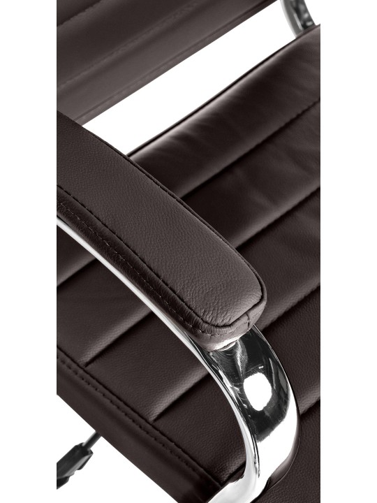 Silla de oficina Mollis de cuero genuino, café