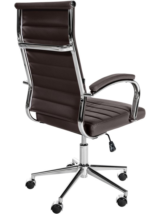 Silla de oficina Mollis de cuero genuino, café