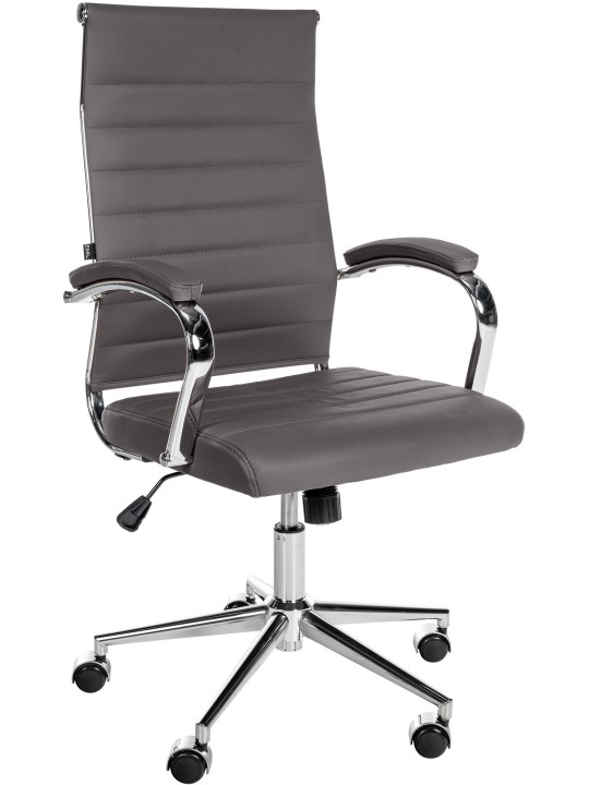 Silla de oficina Mollis de cuero genuino, gris