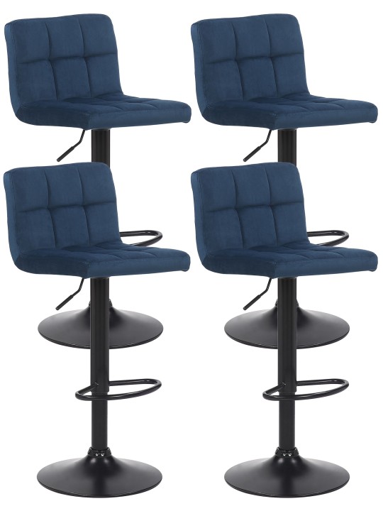 Juego de 4 taburetes de bar Feni terciopelo, azul