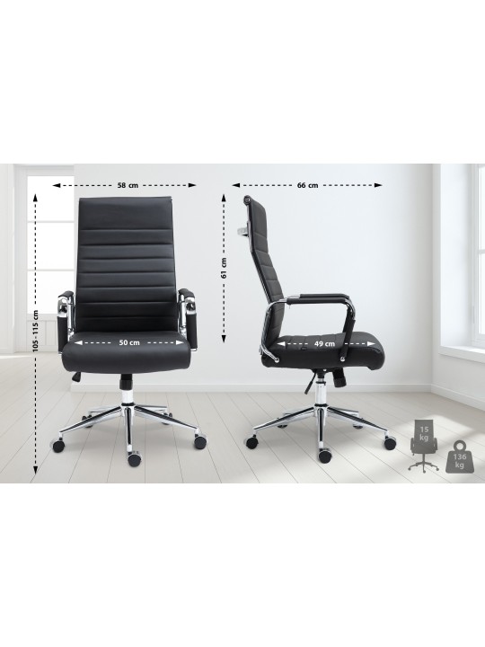 Silla de oficina Columbus cuero auténtico, negro Silla de oficina Columbus cuero auténtico, negro