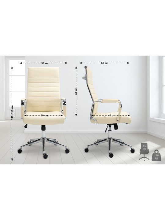 Silla de oficina Columbus cuero auténtico, crema Silla de oficina Columbus cuero auténtico, crema