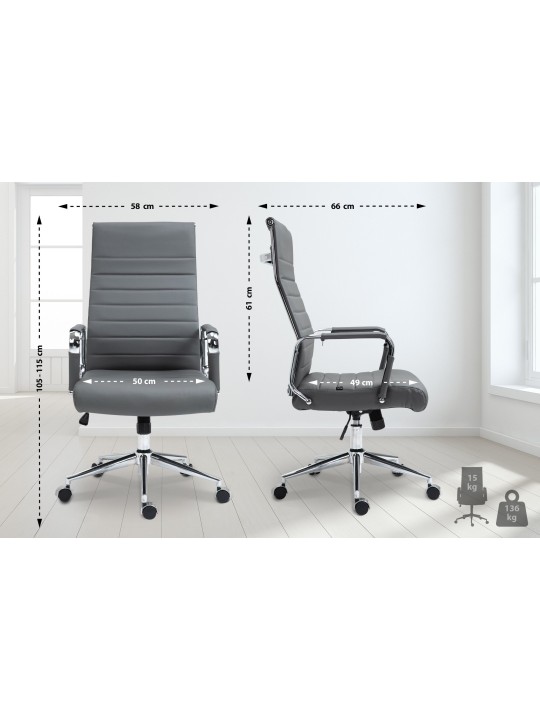Silla de oficina Columbus cuero auténtico, gris Silla de oficina Columbus cuero auténtico, gris