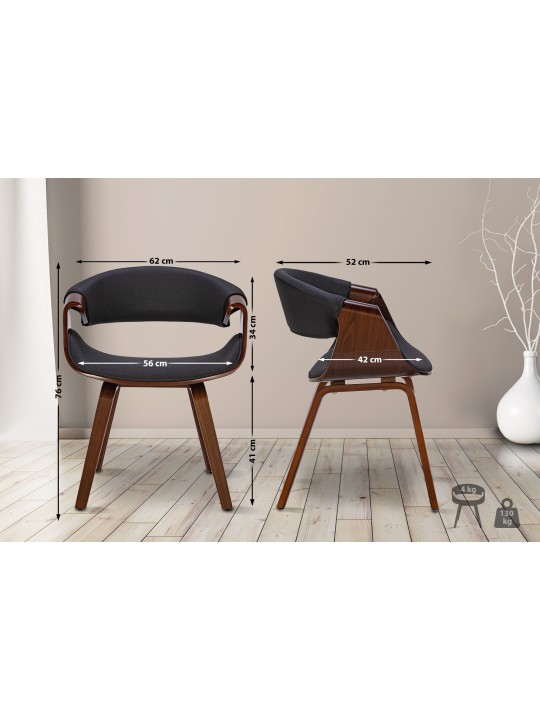 Juego de 2 Sillas de Comedor Foley Tela, nogal/negro Juego de 2 Sillas de Comedor Foley Tela, nogal/negro