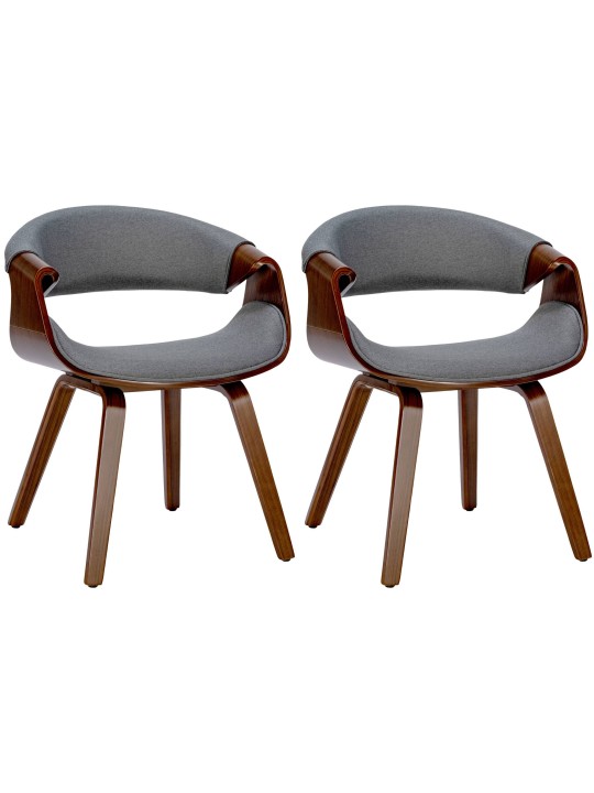 Juego de 2 Sillas de Comedor Foley Tela, nogal/gris Juego de 2 Sillas de Comedor Foley Tela, nogal/gris