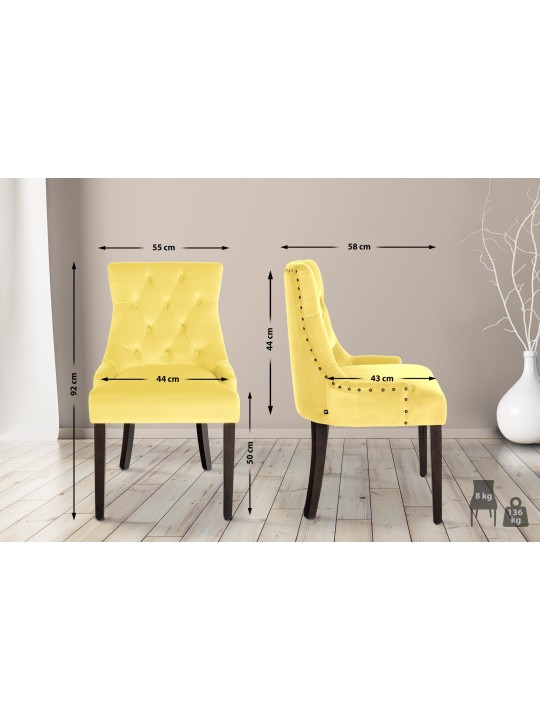 Silla de comedor Aberdeen terciopelo antiguo, amarillo