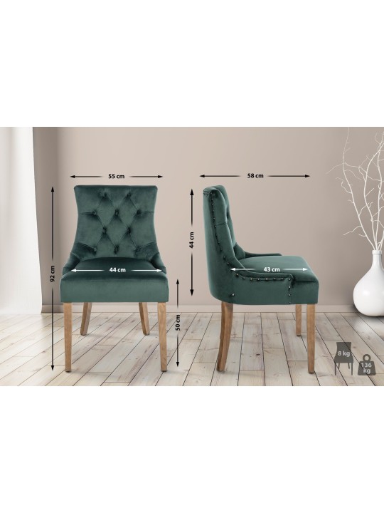 Silla de comedor Aberdeen terciopelo antiguo-claro, verde oscuro