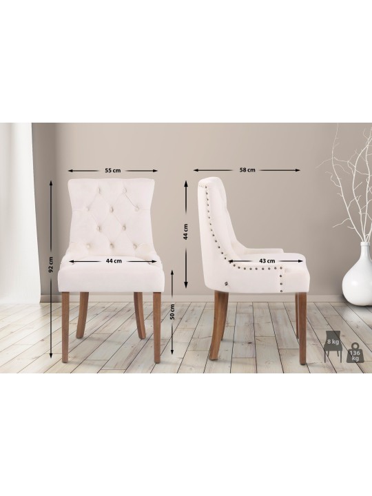 Silla de comedor Aberdeen terciopelo antiguo-claro, crema