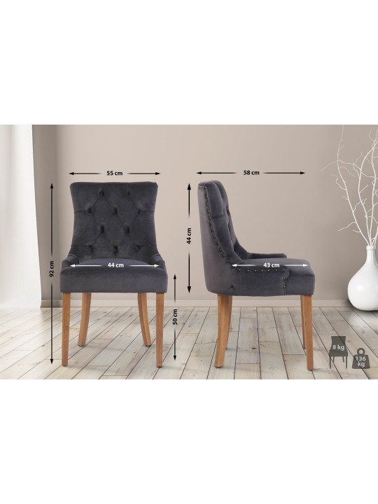 Silla de comedor Aberdeen terciopelo antiguo-claro, gris oscuro