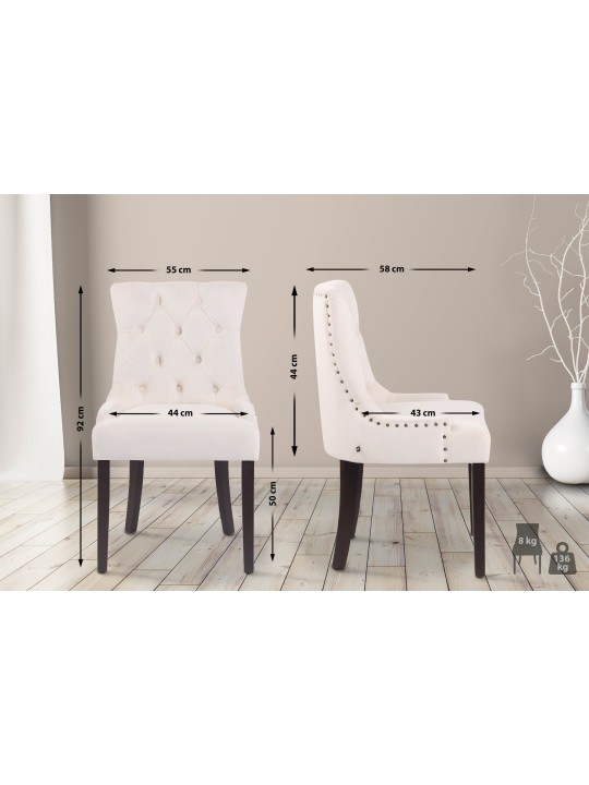 Silla de comedor Aberdeen terciopelo antiguo, crema
