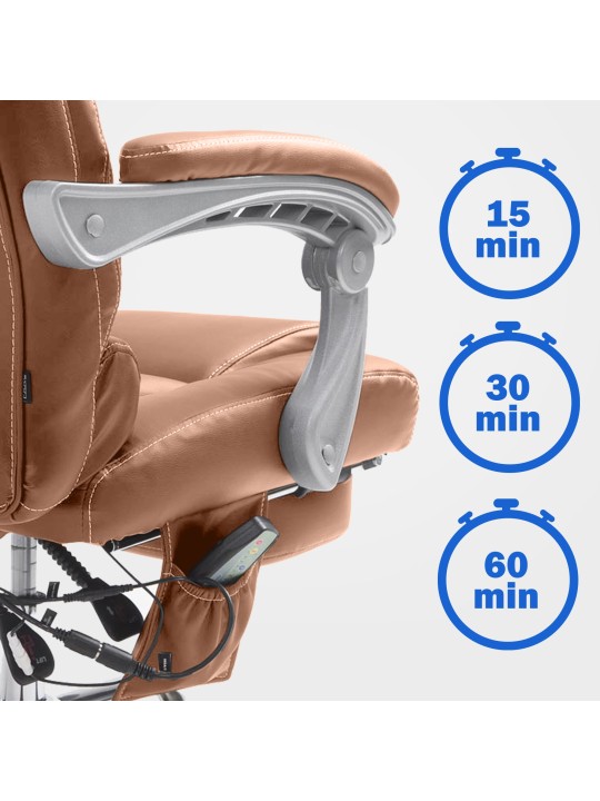 Silla de oficina Pacific con función de masaje V2 cuero artificial, marrón claro Silla de oficina Pacific con función de masaje V2 cuero artificial, marrón claro