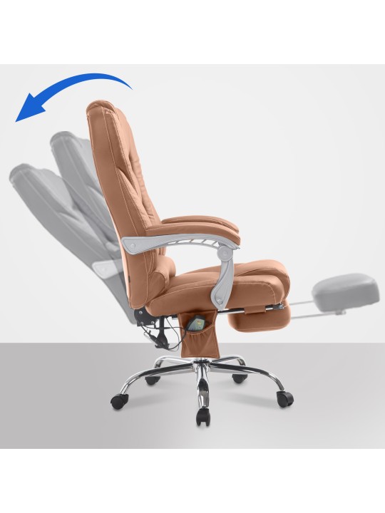 Silla de oficina Pacific con función de masaje V2 cuero artificial, marrón claro Silla de oficina Pacific con función de masaje V2 cuero artificial, marrón claro