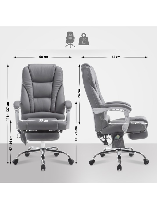 Silla de oficina Pacific con función de masaje V2, gris