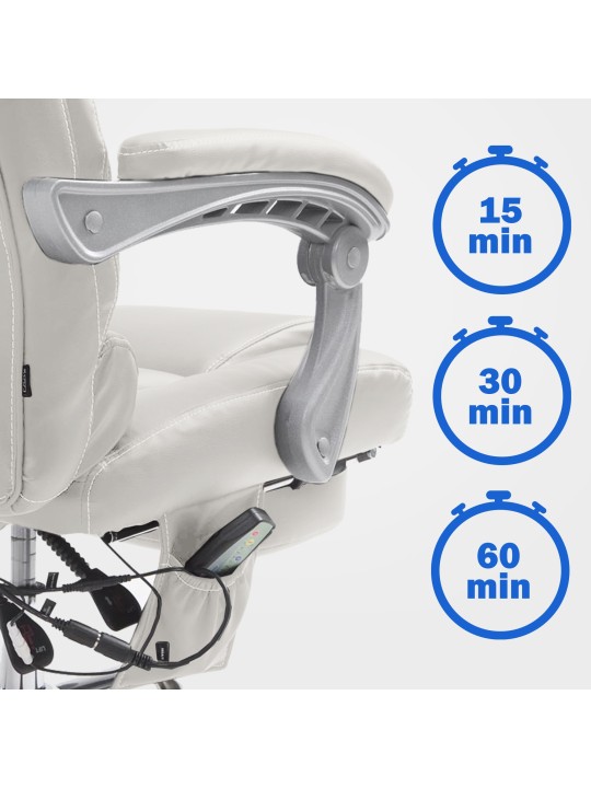 Silla de oficina Pacific con función de masaje V2, blanco