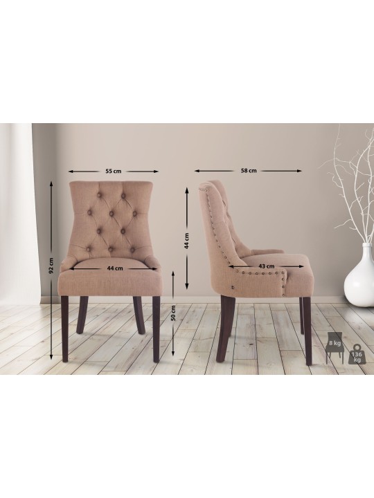 Silla de comedor Aberdeen tela antigua, taupe