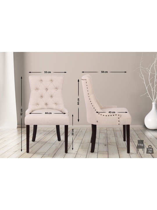 Silla de comedor Aberdeen tela antigua, crema