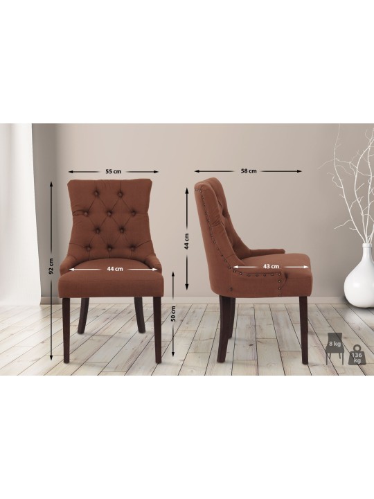 Silla de comedor Aberdeen tela antigua, marrón
