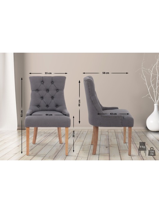 Silla de comedor Aberdeen tela antiguo-claro, gris oscuro