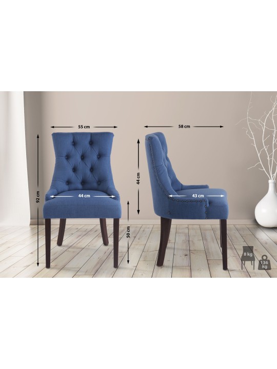 Silla de comedor Aberdeen tela antigua, azul