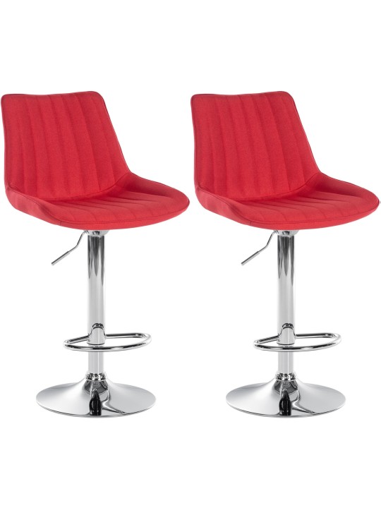 Juego de 2 taburetes de bar Toni tela cromo, rojo Juego de 2 taburetes de bar Toni tela cromo, rojo