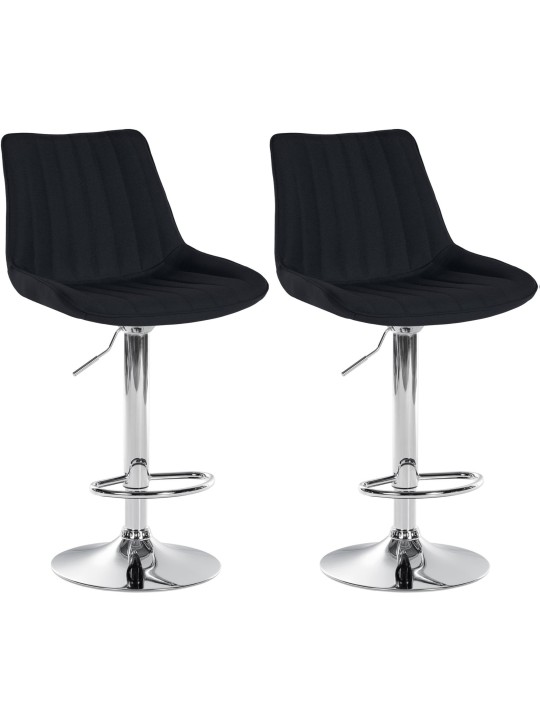 Juego de 2 taburetes de bar Toni tela cromo, negro Juego de 2 taburetes de bar Toni tela cromo, negro