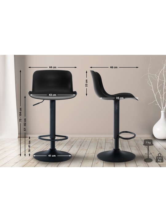 Taburete de bar Almada, negro