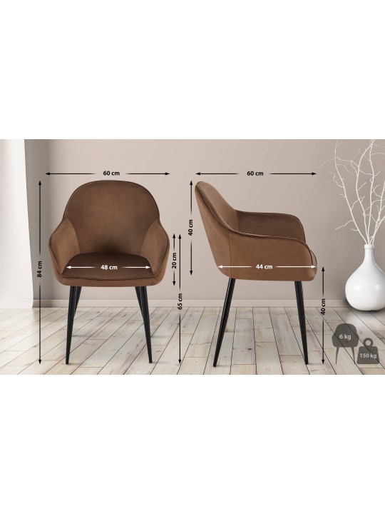 Silla de comedor de terciopelo Boise, marrón