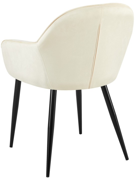 Silla de comedor de terciopelo Boise, crema