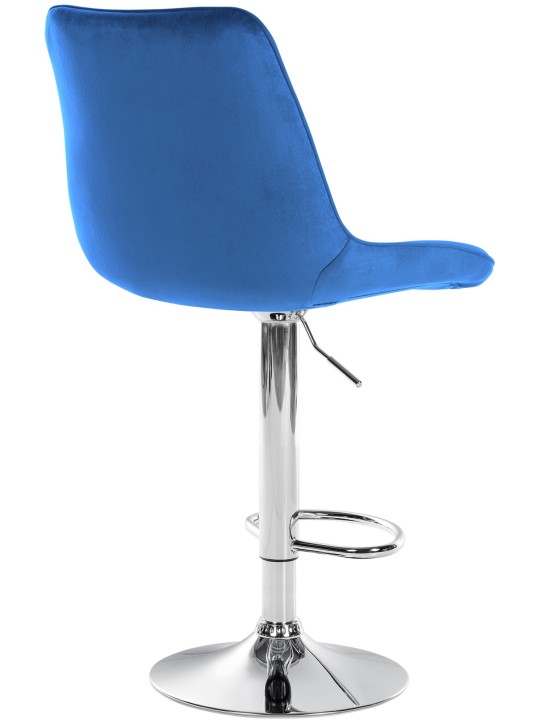 Juego de 2 taburetes de bar Toni terciopelo cromado, azul