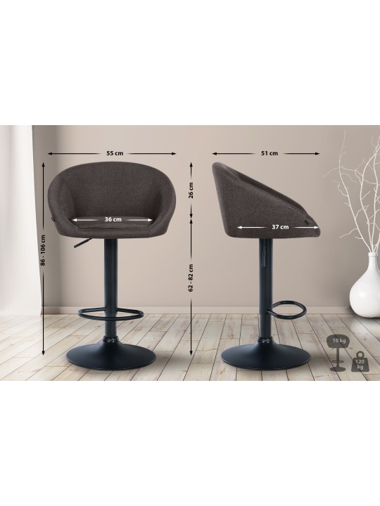 Taburete de bar tela Davie, gris oscuro Taburete de bar tela Davie, gris oscuro