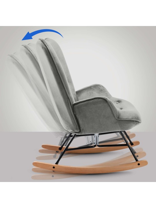 Mecedora Sanka terciopelo, gris Mecedora Sanka terciopelo, gris