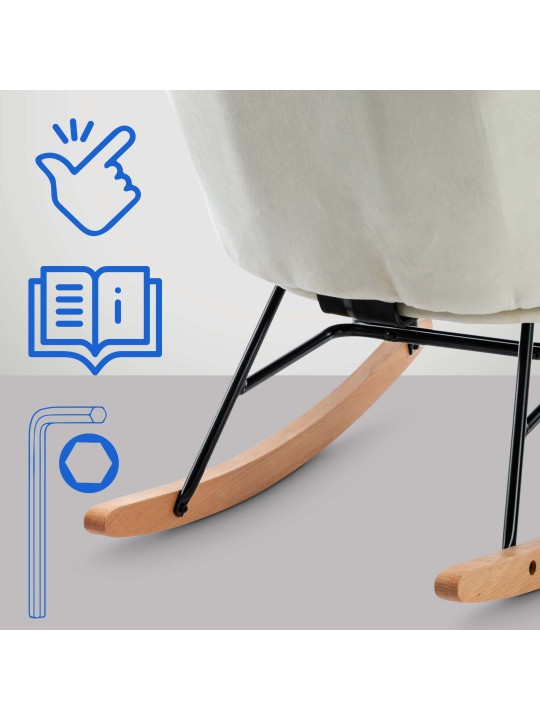 Mecedora Sanka terciopelo, crema