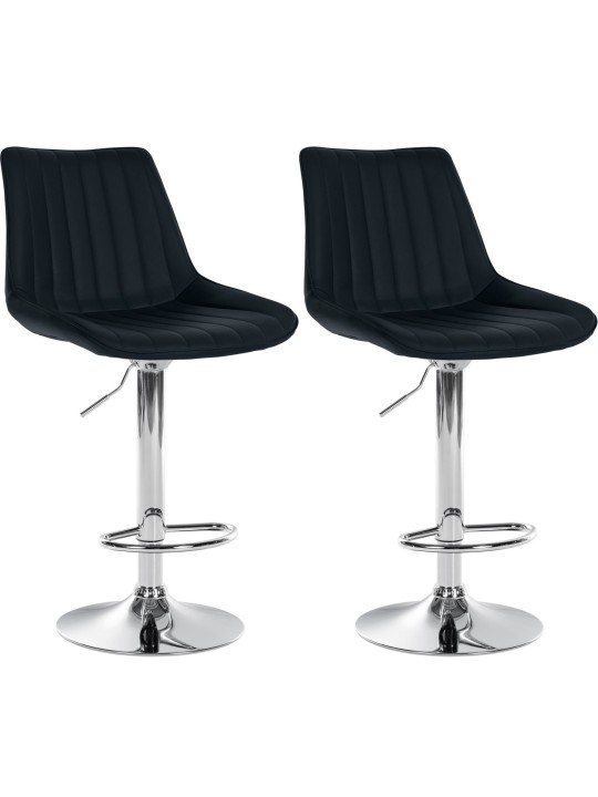 Juego de 2 taburetes de bar Toni polipiel cromado, negro Juego de 2 taburetes de bar Toni polipiel cromado, negro