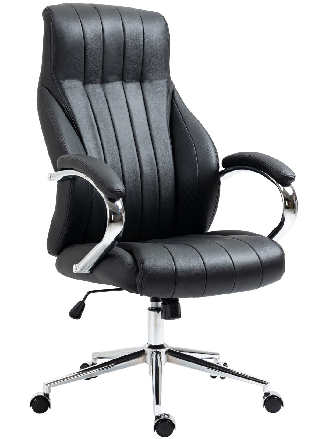 Silla de oficina Wigan de cuero auténtico, negro