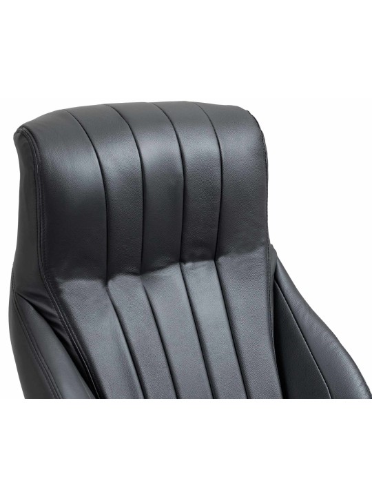 Silla de oficina Wigan de cuero auténtico, negro