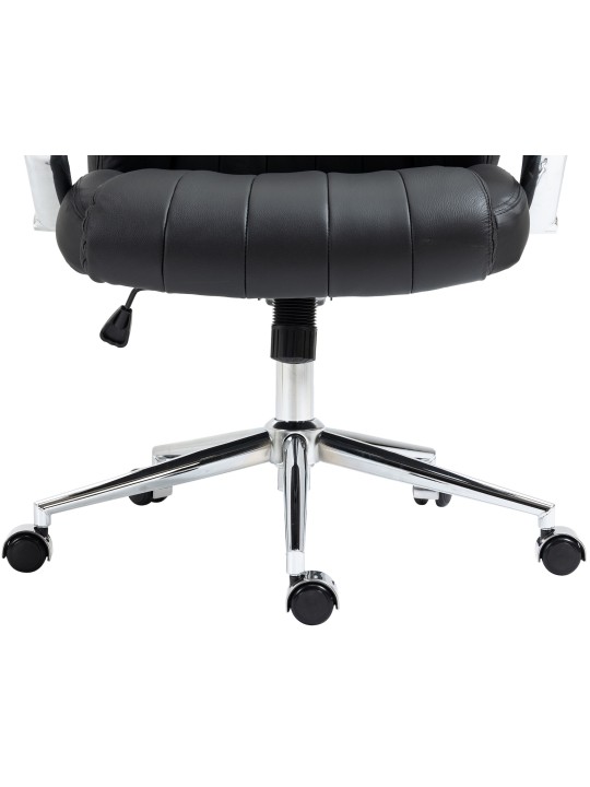 Silla de oficina Wigan de cuero auténtico, negro