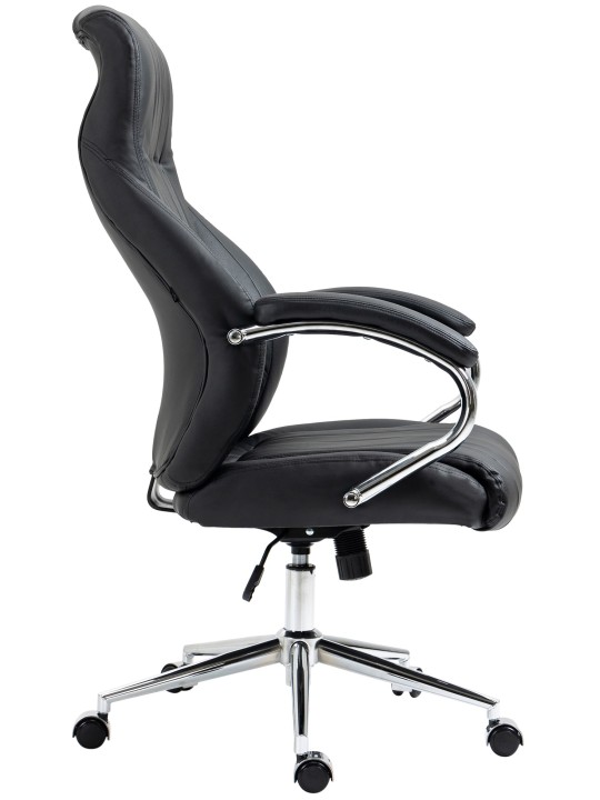 Silla de oficina Wigan de cuero auténtico, negro