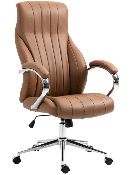 Silla de oficina Wigan de cuero genuino, marrón claro