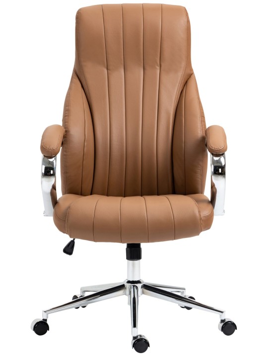 Silla de oficina Wigan de cuero genuino, marrón claro