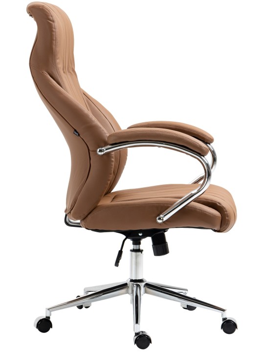 Silla de oficina Wigan de cuero genuino, marrón claro