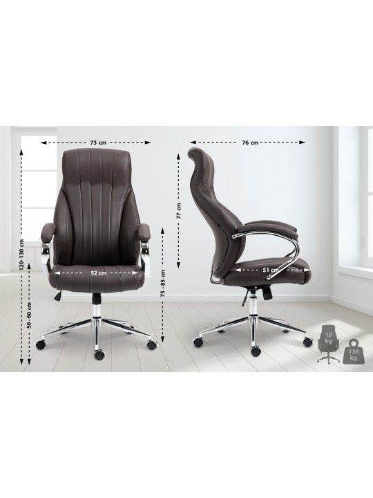 Silla de oficina Wigan de cuero genuino, marrón