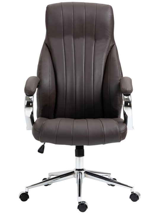 Silla de oficina Wigan de cuero genuino, marrón