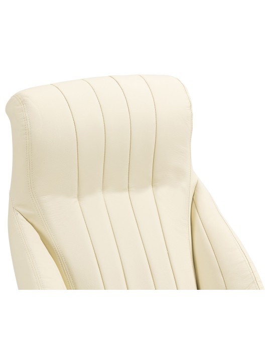 Silla de oficina Wigan de cuero genuino, crema