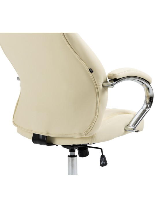 Silla de oficina Wigan de cuero genuino, crema