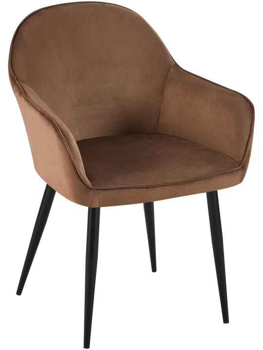 Silla de comedor de terciopelo Boise, marrón
