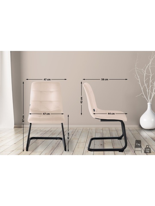 Silla de comedor de terciopelo Vermont, crema