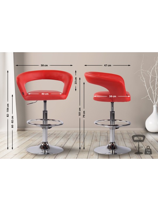 Taburete de bar Jaen piel sintética, rojo Taburete de bar Jaen piel sintética, rojo